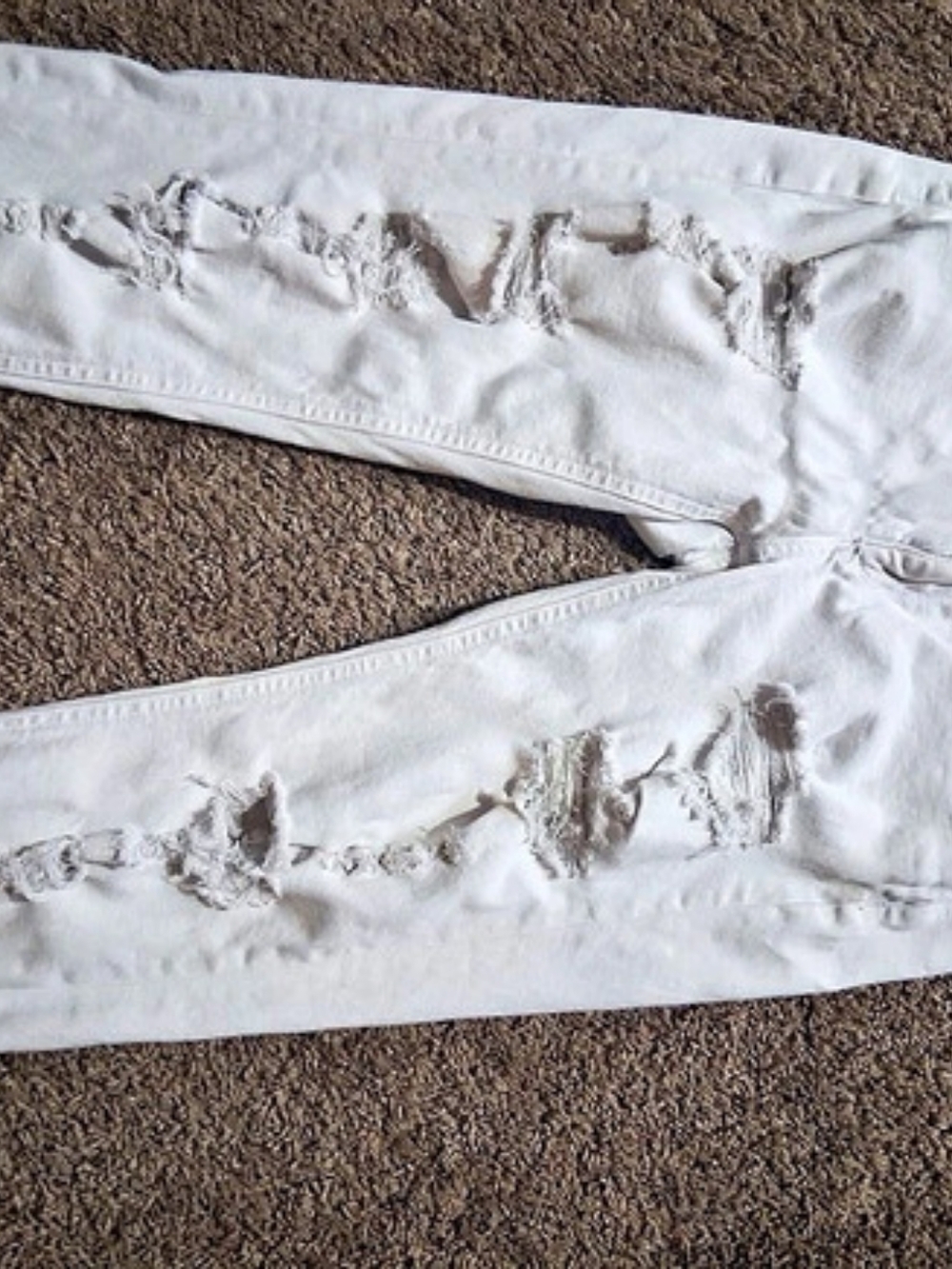 Arizona Distressed Cropped Skinny Jeans White Waist 13